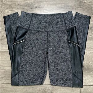 Athleta‎ Herringbone Luxe Metro Drifter Mid Rise Leggings Black Gray Size Small